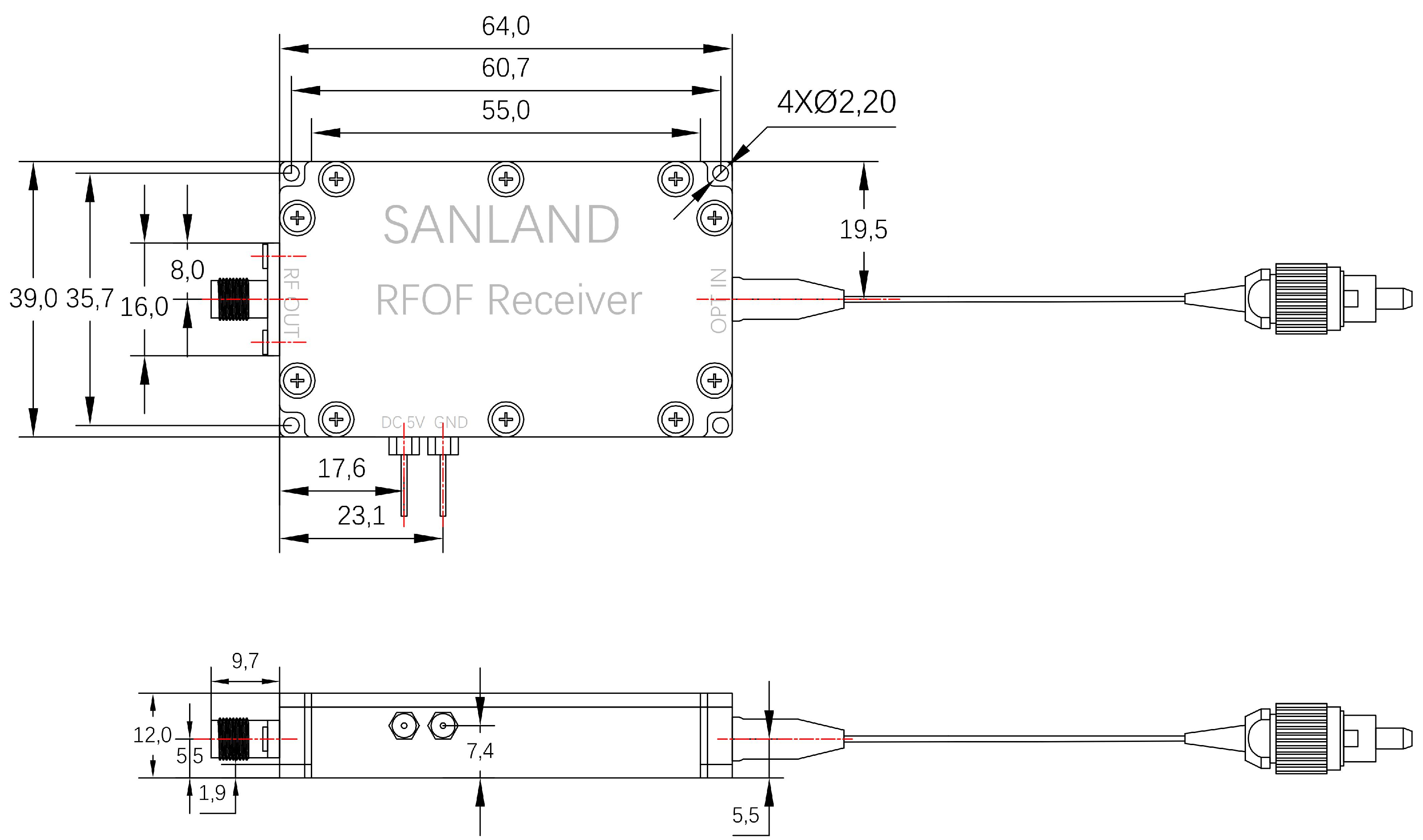 compact 6 GHz RF over fiber module compact 6 GHz RF over fiber module